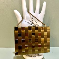 1950’s Vintage Compact Gold Basket Weave