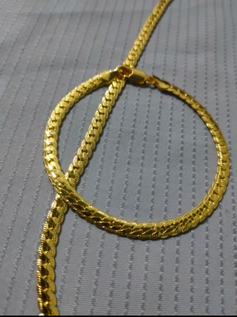 18k Gold snake Chain Bracelets and Neckalce For Women Men Fashion Party