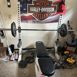 Weight Bench ,bar,and Steel Weights. 