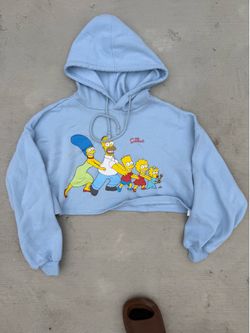 Women crop Light blue cropped Simpsons hoodie size small
