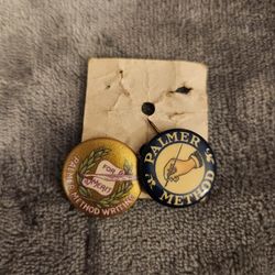 Vintage "Palmer Method" Writing Button Pins