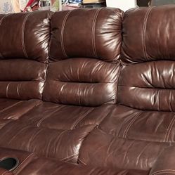 Leather Power Reclining Sofa Set 