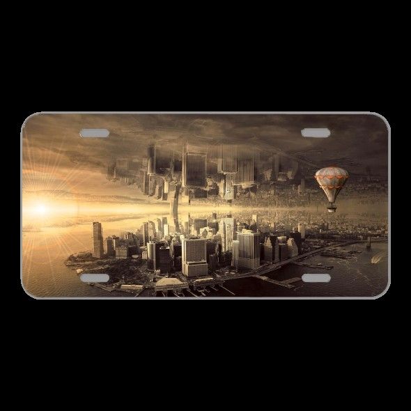 License Plate Novelty Car Front Fantasy City Architecture Mood