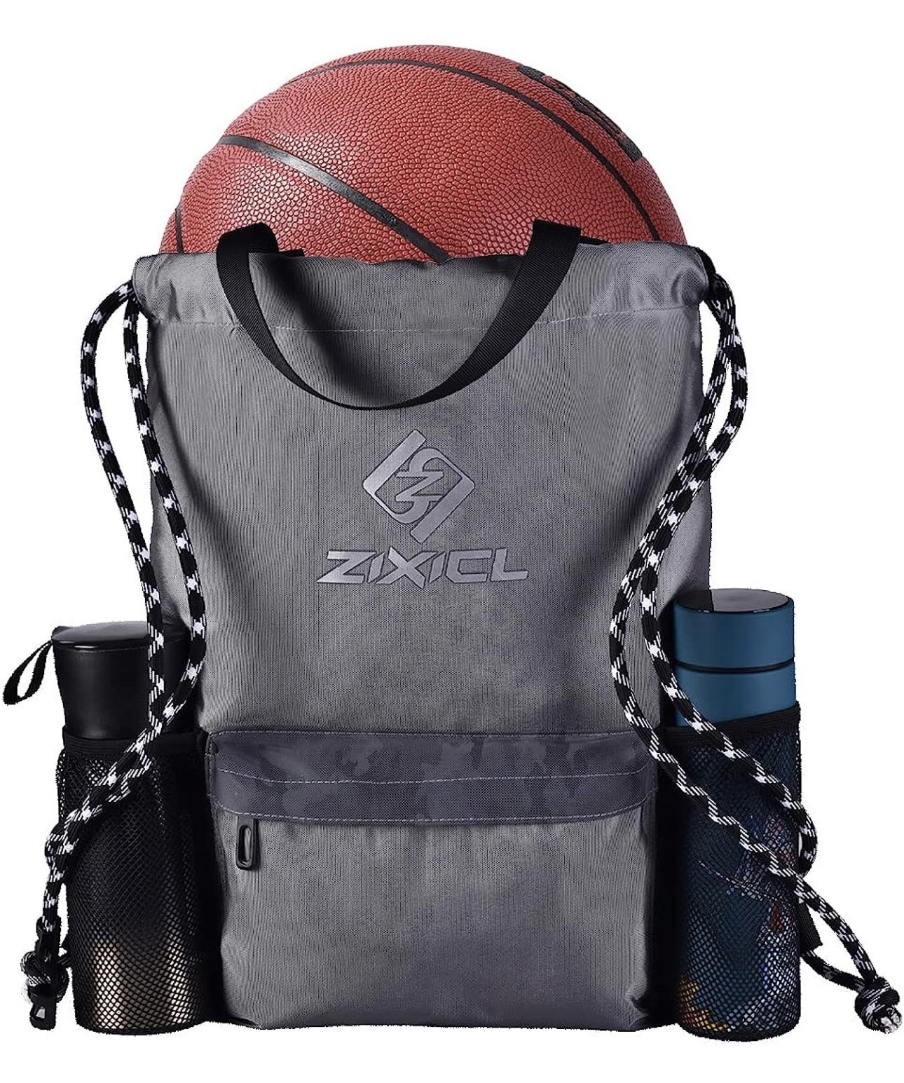 ZIXICL Drawstring Backpack Gym Drawstring Bags Sports Bag for Men Women with Thick Straps and Water Bottle Mesh Pockets Waterproof