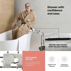 TRANSFER BENCH SLIDING SHOWER FOR BATHTUBS.ADJUSTABLE HEIGHT 400 LBS CAP NON-SLIP