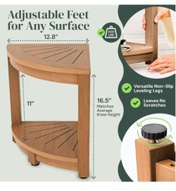 Waterproof Corner Shower Stool - Brown Waterproof Shower Bench for Shaving Legs & to Sit On - Easily Assembled Corner Bench & Shelf - Restroom Organiz