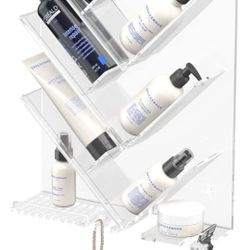 New Acrylic Shower Caddy Organizer for Bathroom, Clear Shampoo Holder Organizer Shelf Wall Mounted, No Drilling and Rustproof, Sturdy and Durable
