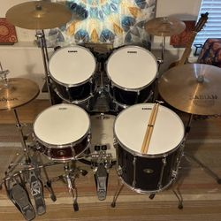 Tama Rockstar Drum Set, Double Pedal, Cymbals