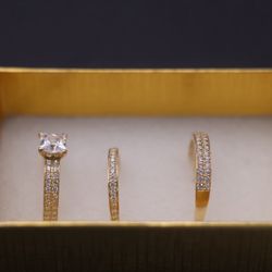 ✨ Stunning 14KT Gold Diamond  Engagement & Wedding Ring Set ✨