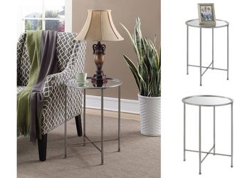 New Silver Metal Frame Mirrored Top Side Table/End Table