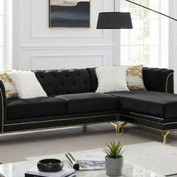 Zia Black And Gray Velvet Sectional

