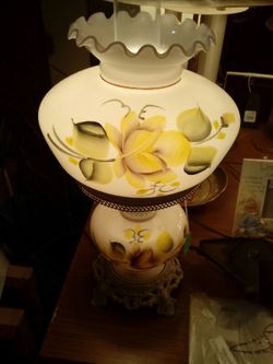 Vintage white milk glass lamp