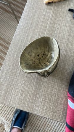 Heavy Solid brass clam shell dish vintage