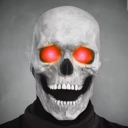 Skull Mask with Moving Jaw & Blinking Eyes – Realistic  2 For $20 Halloween Costume & Cosplay Accessory