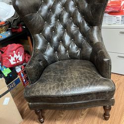 Beautiful leather wing back chair