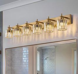 luxury gold crystal 6-Light  Bathroom Vanity Light