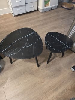 Black Marble-Top Nesting Coffee Table Set