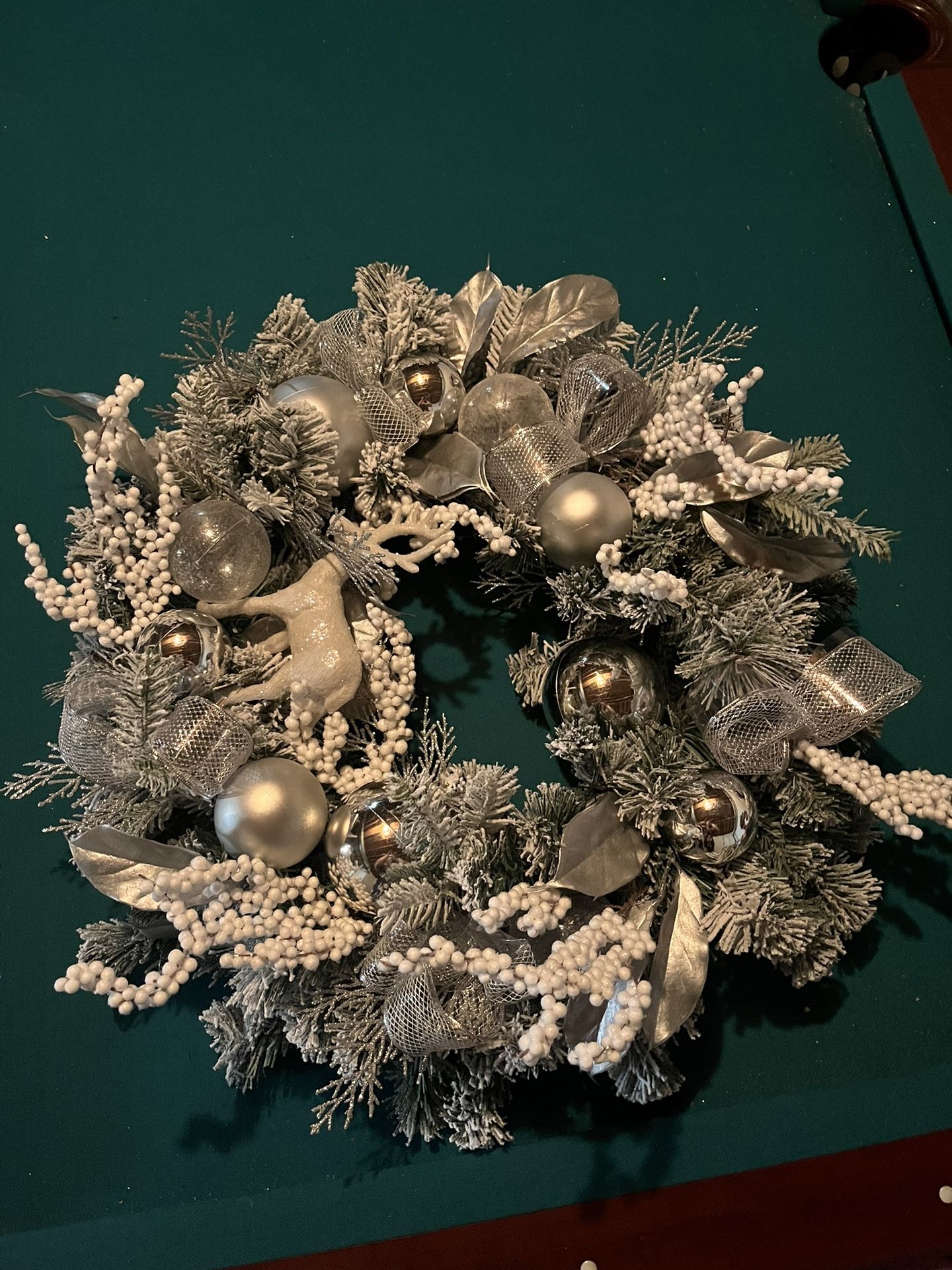 24 Inch Silver/White Winter Holiday Christmas Wreath
