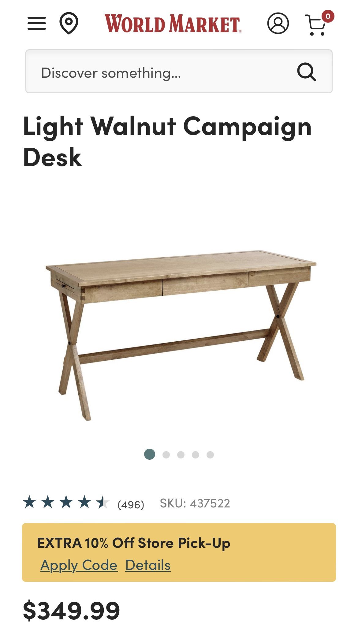 Light Walnut Campaign Desk - World Market