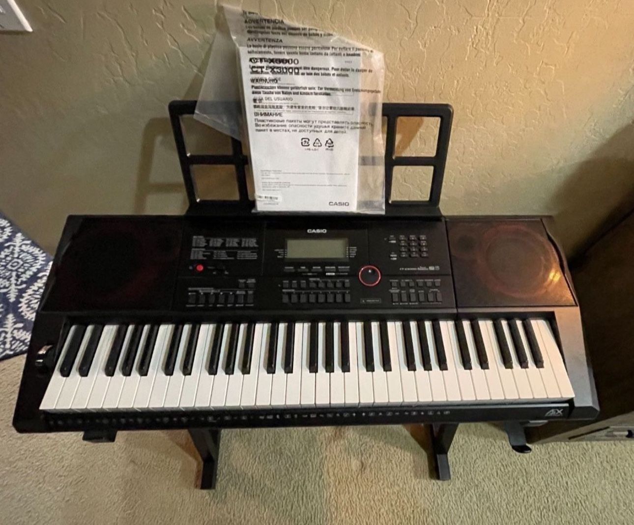 Casio CT X3000 61 Key Portable Keyboard With Adjustable Stand