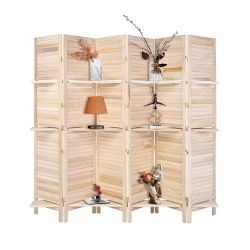 Bonnlo Divisor de Ambientes de Madera de 6 Paneles con Estantes, Pantallas de Privacidad Plegables de 6 Pies de Altura, Divisor de Pared Independiente