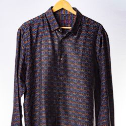 Visconti Black Men’s Button-Up Shirt – XL – Rainbow Peace Sign