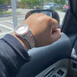 Gold Rose Iced Out Watch 