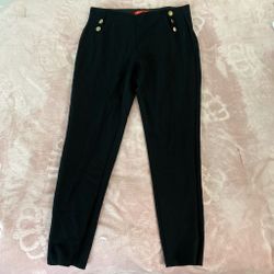 Black High-waisted Trousers With Gold Buttons
