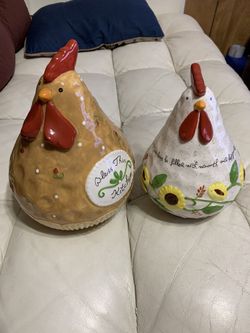 HOMEESSENTIALS & BEYOND BLESS THIS KITCHEN SET OF Two CERAMIC CHICKENS