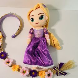 Disney Plush Doll Tangled & headband Bundle new