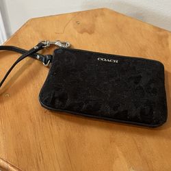 Coach Black Leopard Print Wristlet