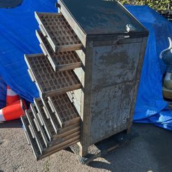 Rare Industrial Antique Ludlow Printer Cabinet With 20 Printer Drawers 