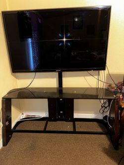 Samsung 65” TV + Glass TV Stand – Works Great