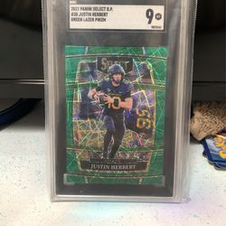 2022 Panini Select D.P. Green Laser Justin Herbert