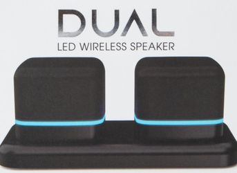 Bass Jaxx Dual Bluetooth LED Wireless Speaker 2-Pack Color-Changing LED Lights Includes Charging Dock & USB-C Cable.  Excellent Condition. This item i