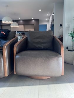 Qty 1: Arhaus modern leather swivel chair