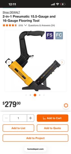 2-in-1 Pneumatic 15.5-Gauge and 16-Gauge Flooring Tool
