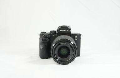 Sony A7iii full frame mirrorless camera with lens