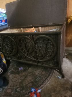 Brown Wicker Chest Made In JAPAN  Boho 