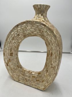 15″ Decorative Mosaic Hollow Vase, Gold 