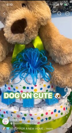 🐾🩵🐶CUSTOM DIAPER CAKE / DOG ON CUTE