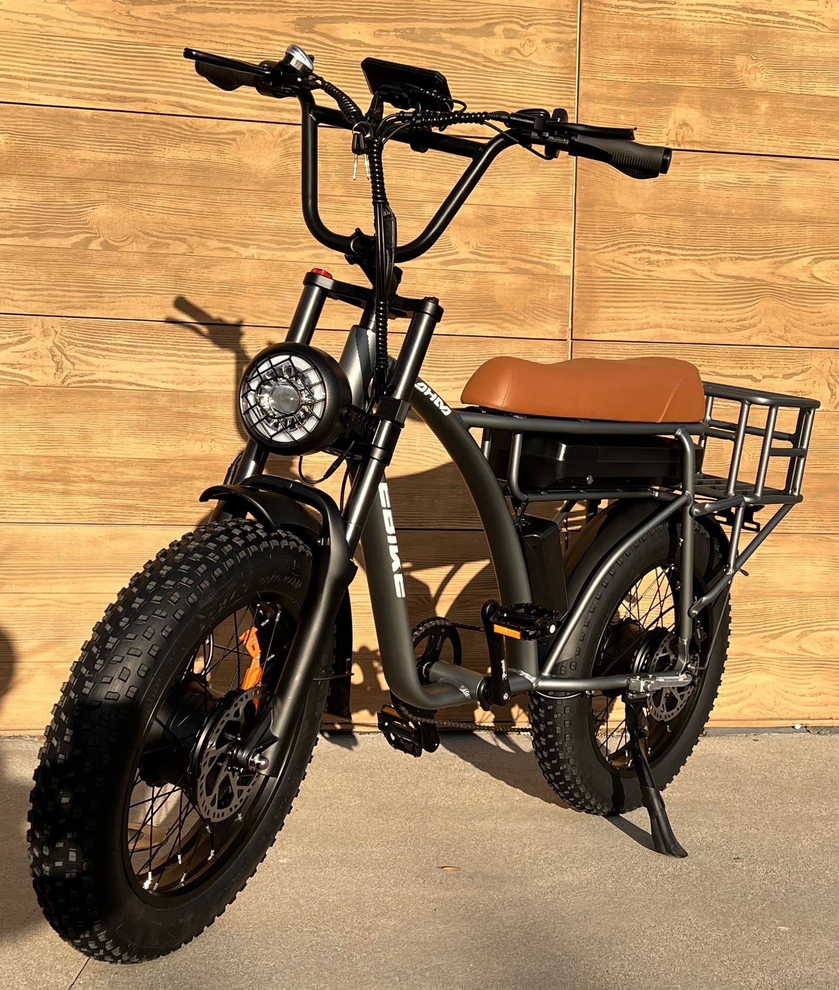 2000 Watt (Dual Motor/AWD/2x2) Electric Bike w/Large Rear Basket, Dual Rider Capable