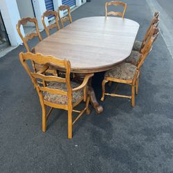 Real Wood Vintage Dining Table + 8 Chairs