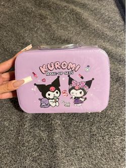 Kuromi Makeup Case Kawaii Cosmetic Bag Pink Sanrio Style Travel Makeup Storage