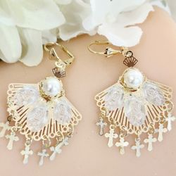 14k Gold Plated Pearl Earrings 