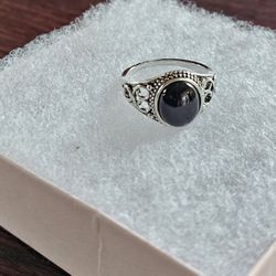 MAENS CLASSIC SIZE 11 SILVER WITH BLACK ONYX  RING
