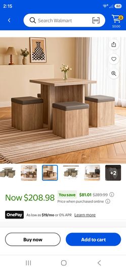 5-Piece Dining Table Set with Storage Ottoman - $35