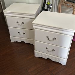 2 White Table End Drawers