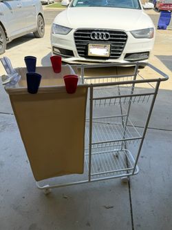 Laundry Cart with Hamper Bag and Shelves
