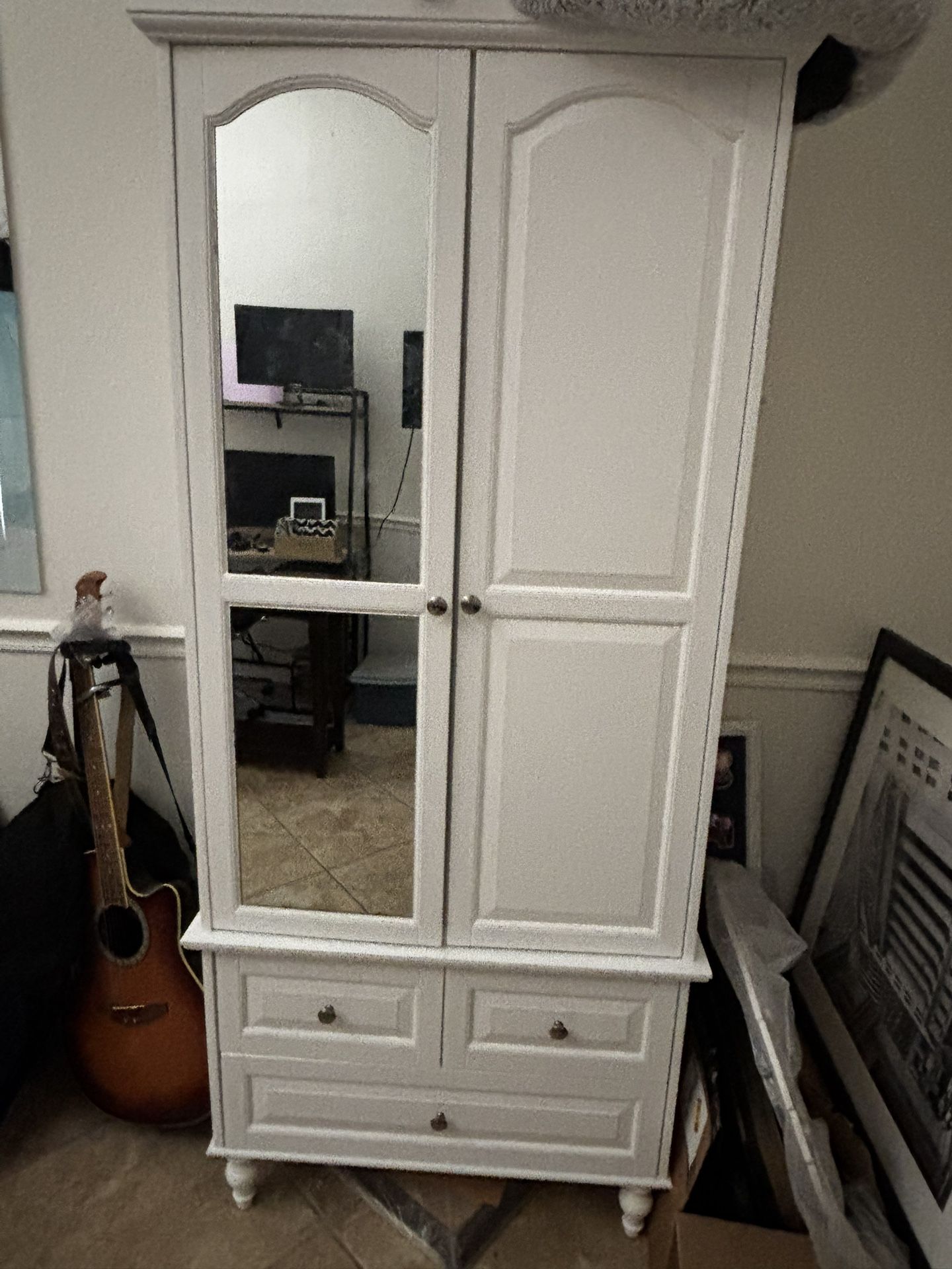 White Mirrored Armoire